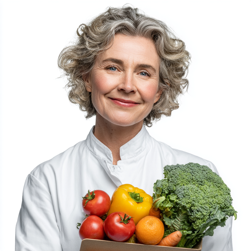 Літня людина готує здорову їжу